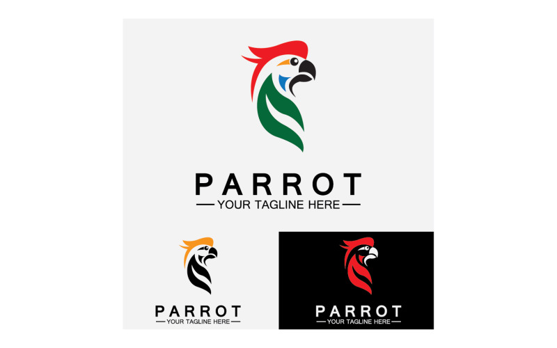 Bird Parrot head logo vector v18 Logo Template