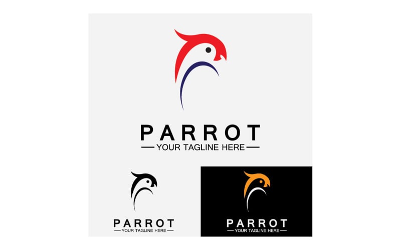 Bird Parrot head logo vector v21 Logo Template