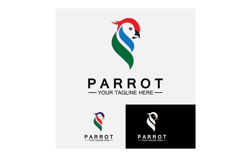 Bird Parrot head logo vector v22 Logo Template