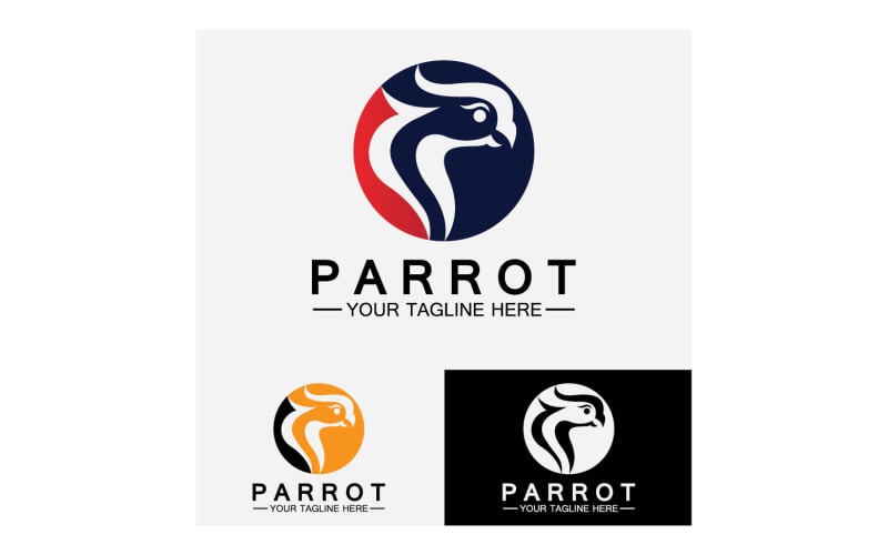 Bird Parrot head logo vector v37 Logo Template