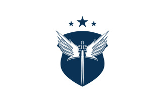 Sword and shield and wing icon logo v34