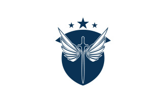 Sword and shield and wing icon logo v41
