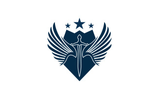Sword and shield and wing icon logo v4