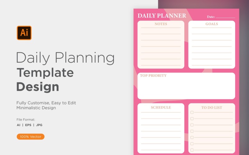 Daily Planner Sheet Design 01 Vector Graphic