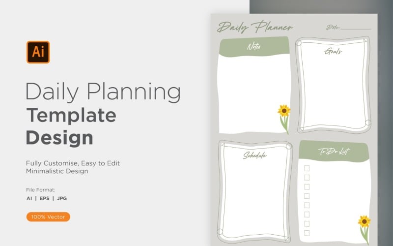 Daily Planner Sheet Design 03 Vector Graphic
