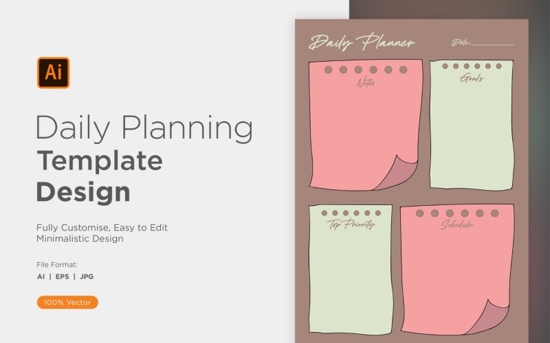 Daily Planner Sheet Design 04 Vector Graphic
