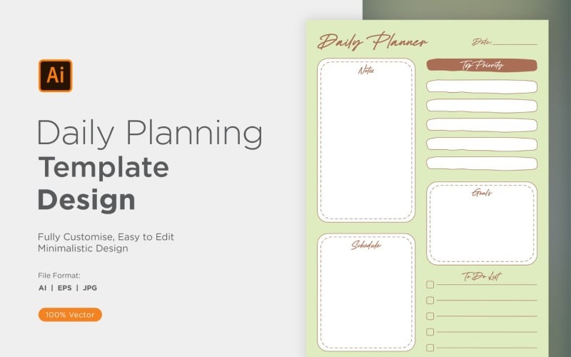 Daily Planner Sheet Design 06 Vector Graphic