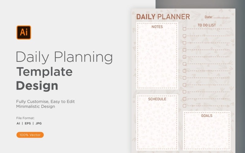 Daily Planner Sheet Design 08 Vector Graphic