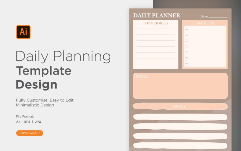 Daily Planner Sheet Design 10 Vector Graphic