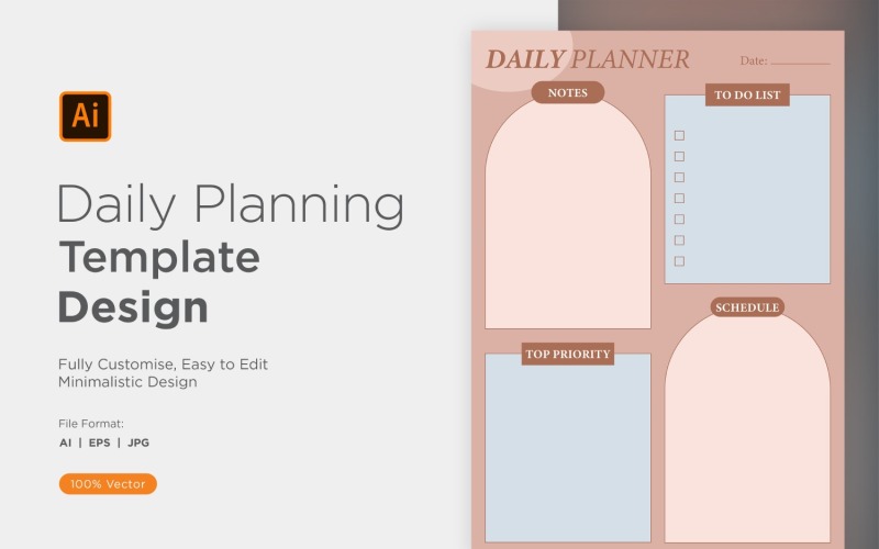 Daily Planner Sheet Design 11 Vector Graphic