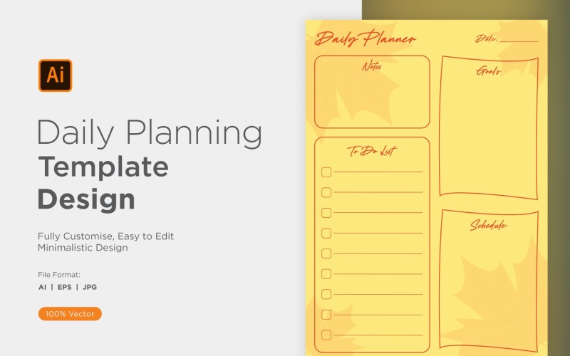 Daily Planner Sheet Design 12 Vector Graphic