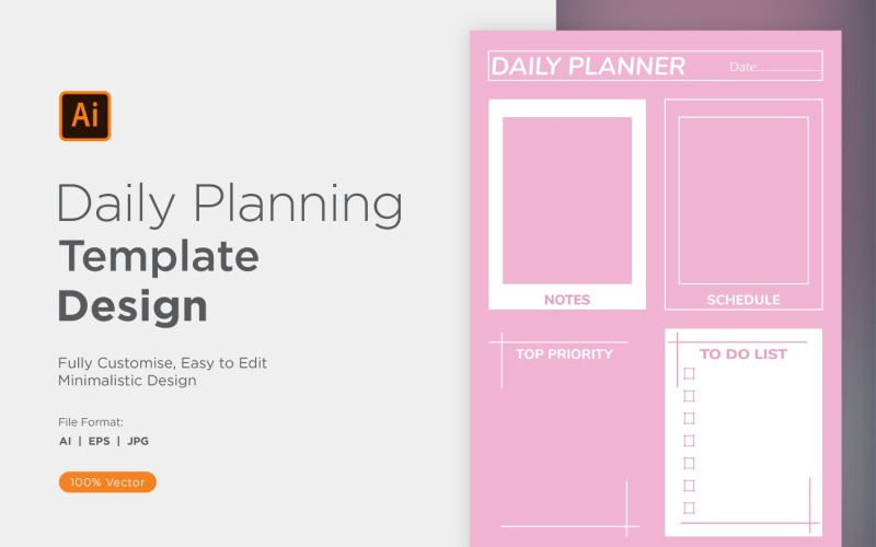 Daily Planner Sheet Design 14 Vector Graphic