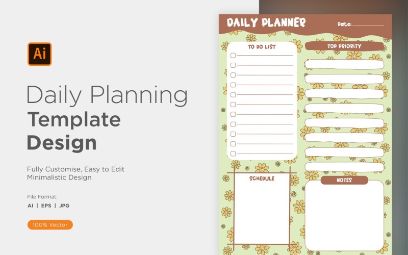 Daily Planner Sheet Design 15 Vector Graphic