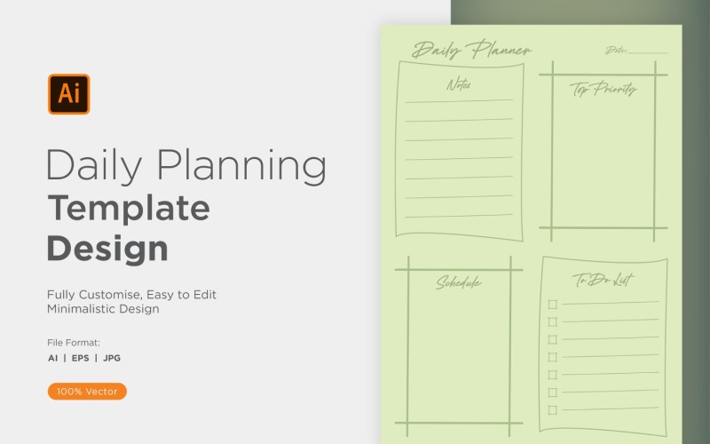 Daily Planner Sheet Design 16 Vector Graphic