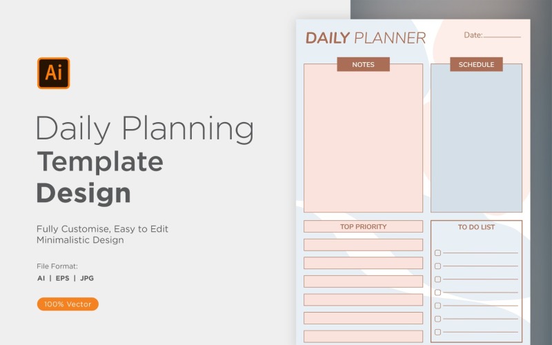 Daily Planner Sheet Design 17 Vector Graphic