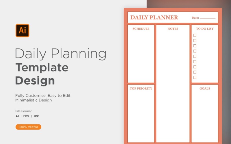 Daily Planner Sheet Design 18 Vector Graphic