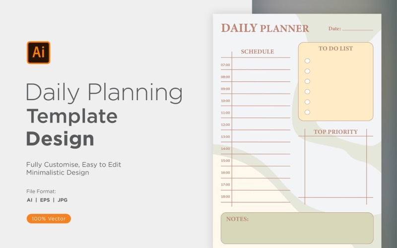 Daily Planner Sheet Design 19 Vector Graphic