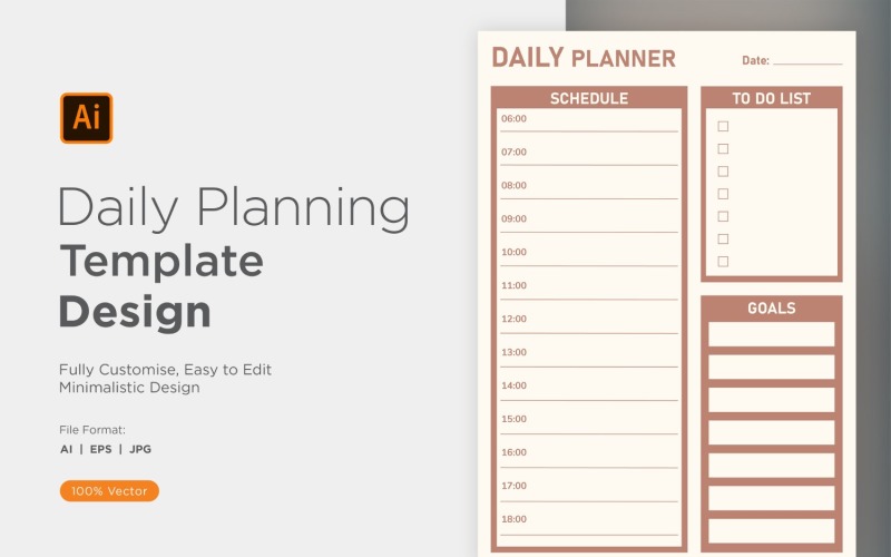 Daily Planner Sheet Design 20 Vector Graphic