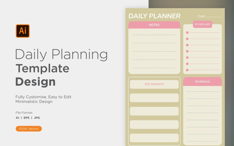 Daily Planner Sheet Design 21 Vector Graphic