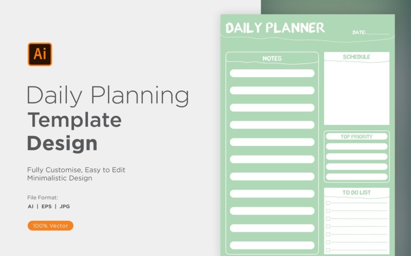 Daily Planner Sheet Design 22 Vector Graphic