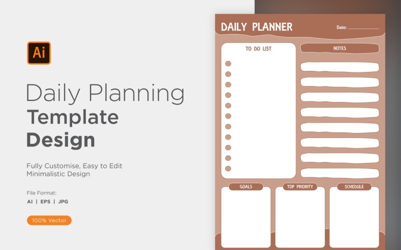 Daily Planner Sheet Design 23 Vector Graphic