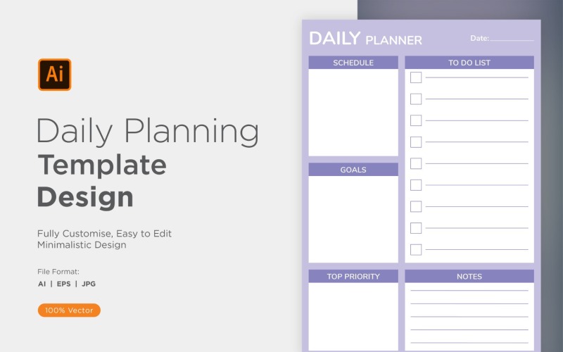 Daily Planner Sheet Design 24 Vector Graphic
