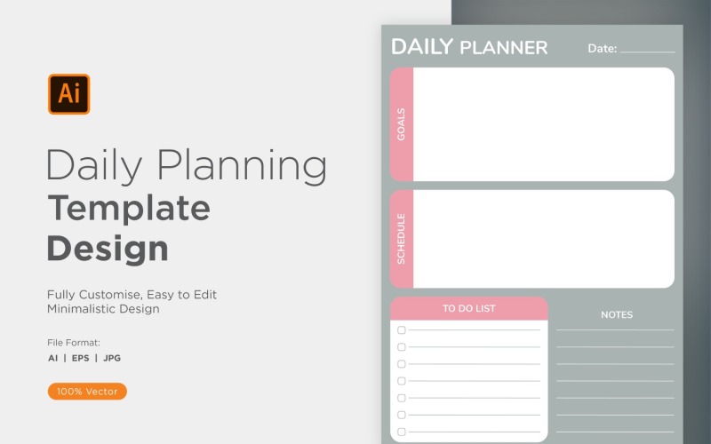 Daily Planner Sheet Design 25 Vector Graphic