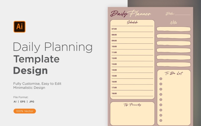 Daily Planner Sheet Design 26 Vector Graphic