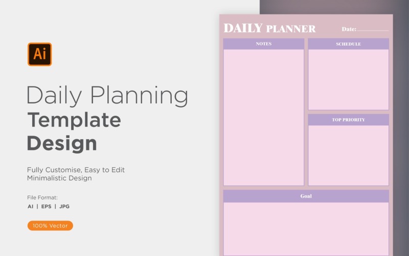 Daily Planner Sheet Design 28 Vector Graphic