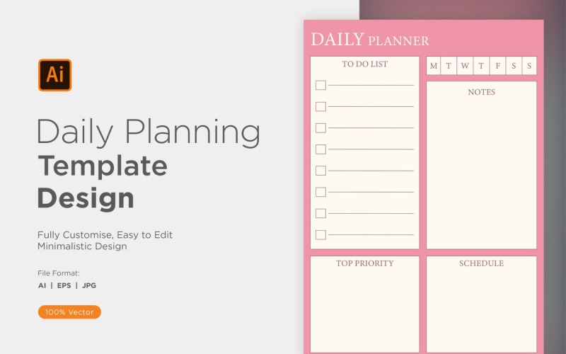 Daily Planner Sheet Design 30 Vector Graphic