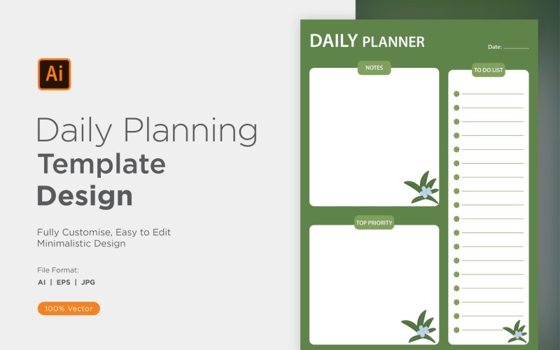 Daily Planner Sheet Design 32 Vector Graphic