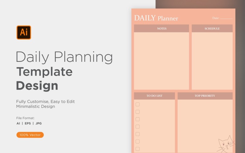 Daily Planner Sheet Design 34 Vector Graphic