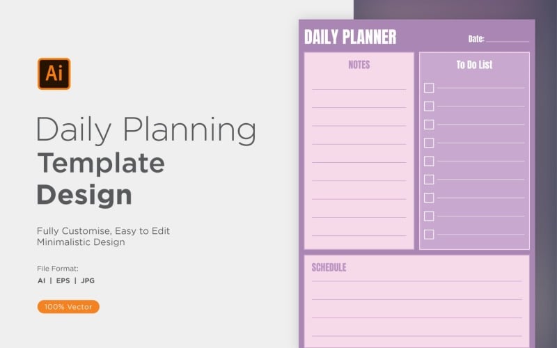 Daily Planner Sheet Design 36 Vector Graphic