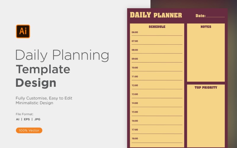 Daily Planner Sheet Design 37 Vector Graphic