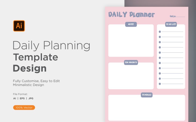 Daily Planner Sheet Design 38 Vector Graphic