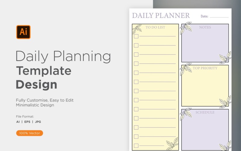Daily Planner Sheet Design 39 Vector Graphic