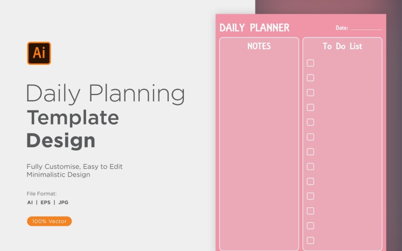Daily Planner Sheet Design 40 Vector Graphic