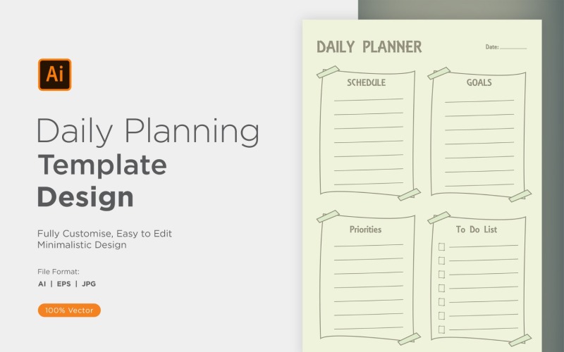 Daily Planner Sheet Design 41 Vector Graphic