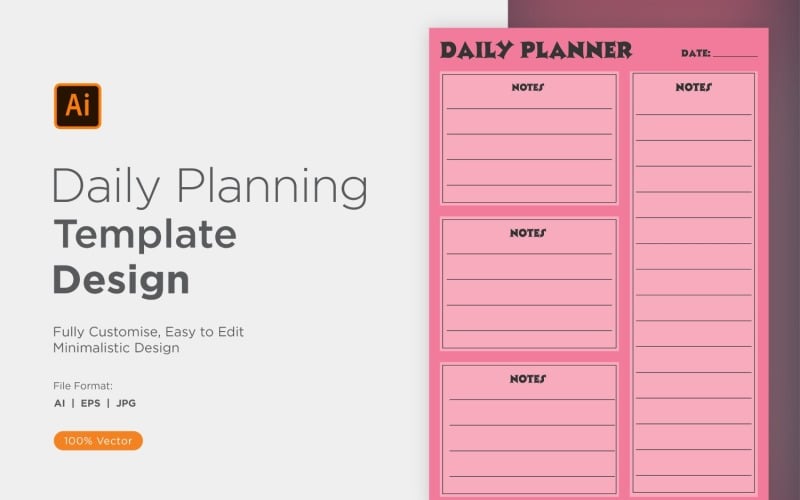 Daily Planner Sheet Design 42 Vector Graphic