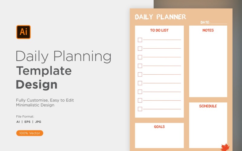 Daily Planner Sheet Design 44 Vector Graphic