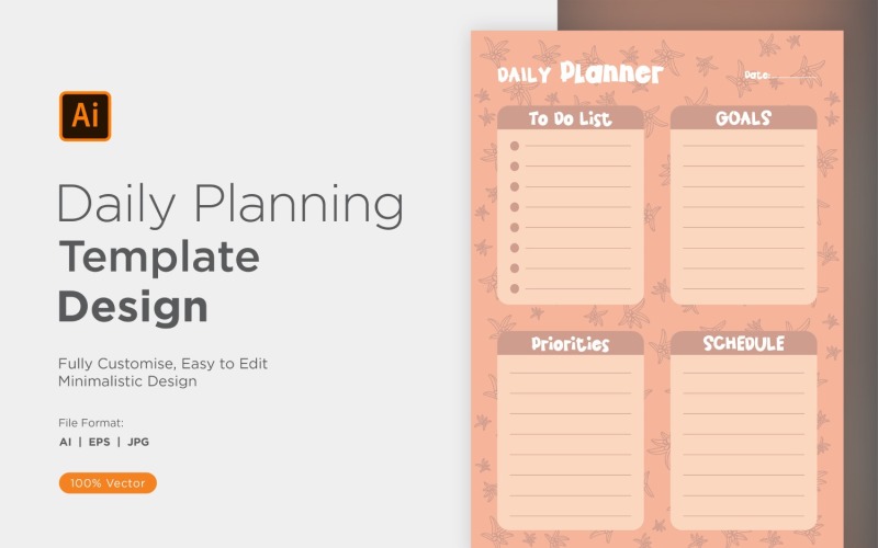 Daily Planner Sheet Design 45 Vector Graphic