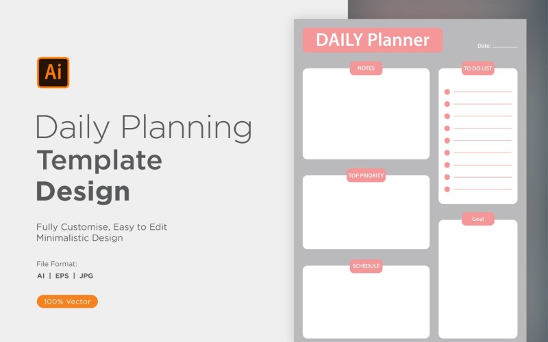 Daily Planner Sheet Design 46 Vector Graphic