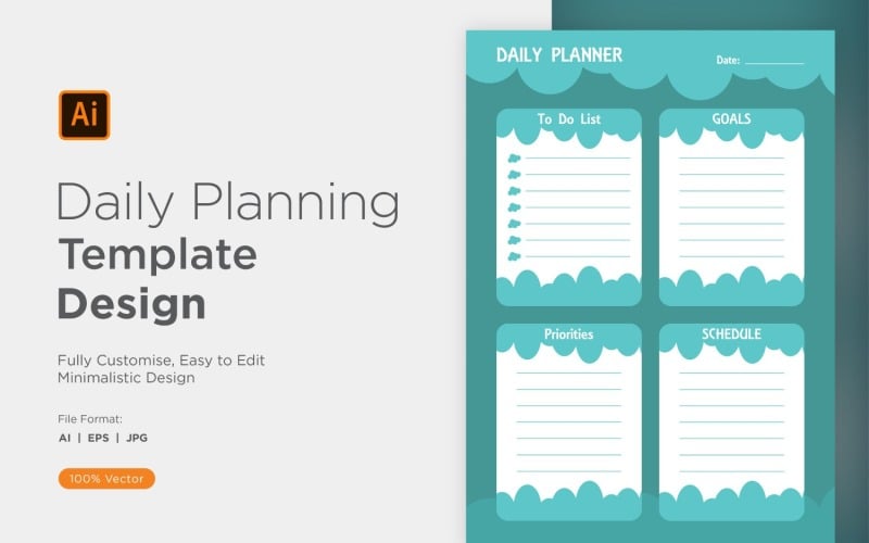 Daily Planner Sheet Design 48 Vector Graphic