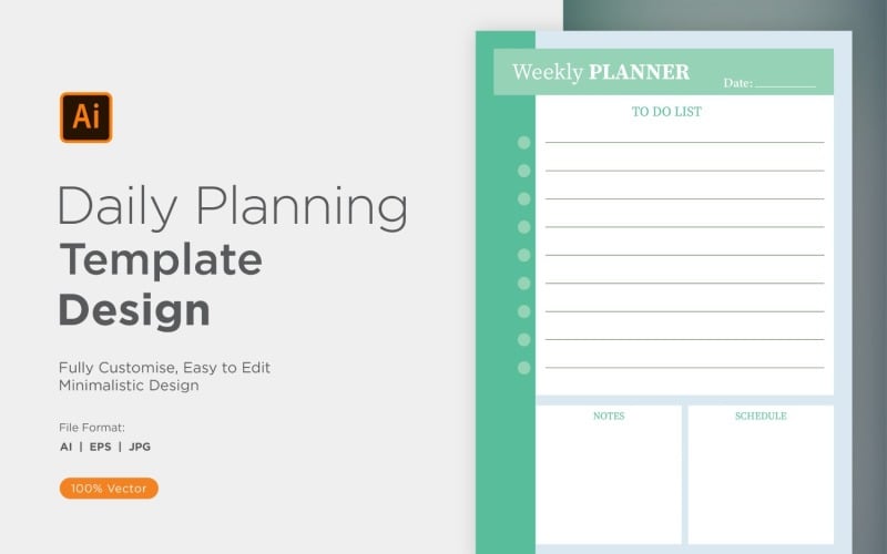Daily Planner Sheet Design 49 Vector Graphic