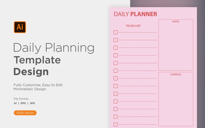 Daily Planner Sheet Design 50 Vector Graphic