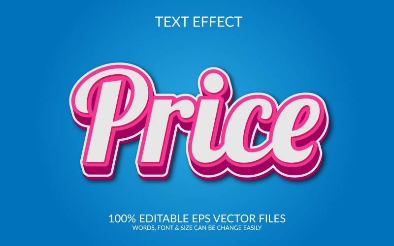 Price 3D Editable Vector Eps Text Effect Template Illustration