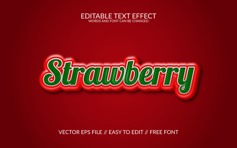 Strawberry 3D Editable Vector Eps Text Effect Template Illustration