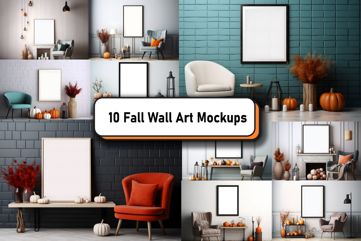 Fall Autumn Wall Art Mockup Bundle