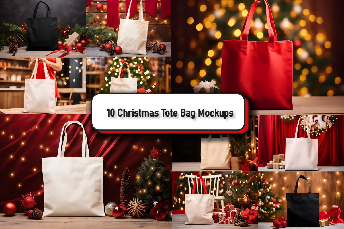 Cozy Christmas Tote Bag Mockup Bundle