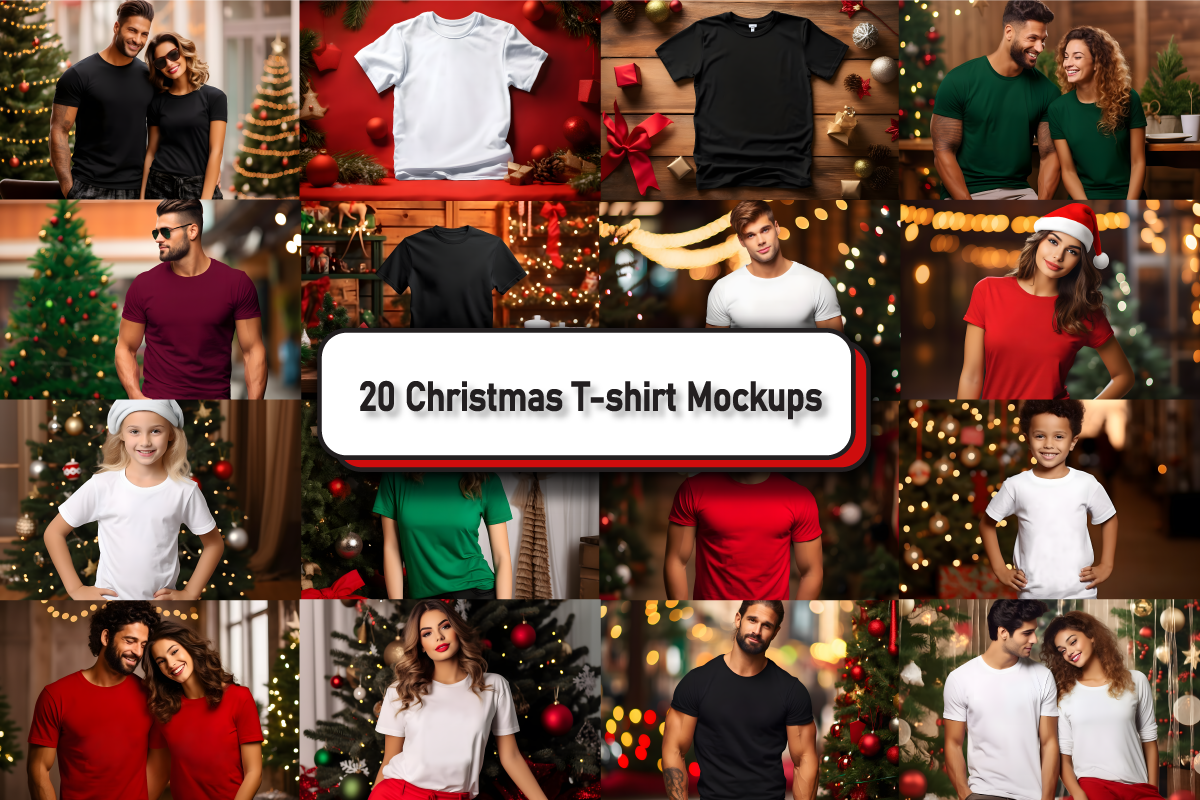 Cozy Christmas T-shirt Mockup Bundle